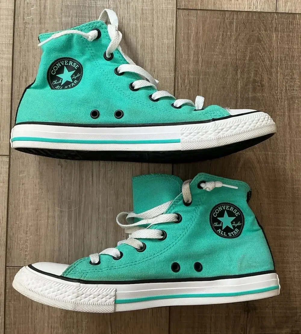 Chuck Taylor Converse All Star Hi Top Canvas Cyan Casual Sneakers Unisex Size 5